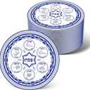 Affrolling 24 Sets Passover Drinks Coasters for Table Protection with 6 Symbolic Foods, Absorbent Drinks Coasters for Home Decoration and Christian Gifts Passover Seder Decoration, 4 Inches