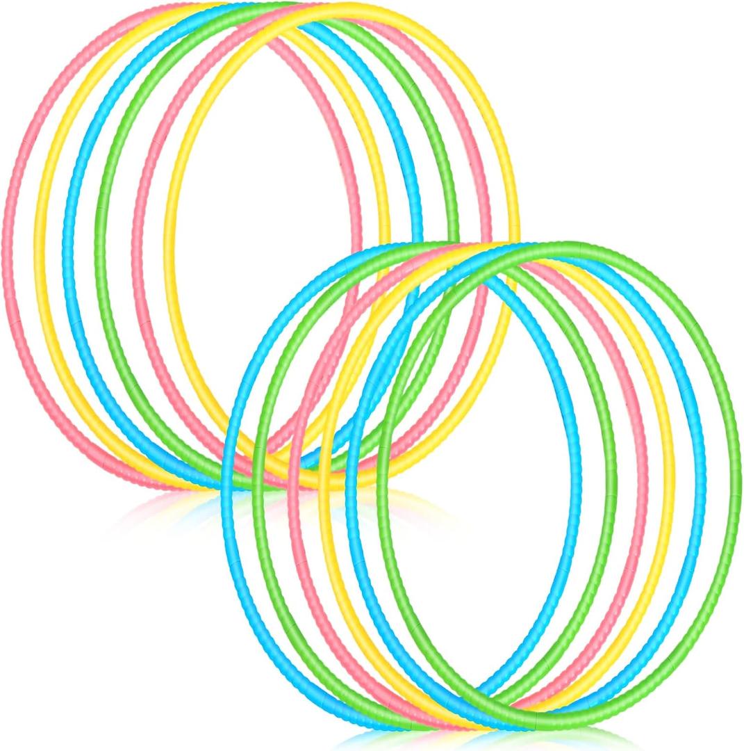 Libima 16 Pcs Toy Color Hoop for Kids, Detachable Adjustable Light Weight Plastic Colored Hoops Toy Circles for Party Games, Dance, Dog Agility (24 Inch, Green, Blue, Pink, Yellow)