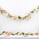 DearHouse 2Pcs Artificial Peony Flower Garland - Silk Peony Garland with Pink and White Flowers for Wedding Party Table Decoration,6ft/Strand