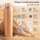 Premium 99.96% Pure Copper Water Bottle, 32 oz (950 ml), Hand-Hammered Finish,Leak-Proof Cap | Canvas Bag, Coconut Fiber Brush & Copper Straw Cleaner | Home, Office, Gym & Travel