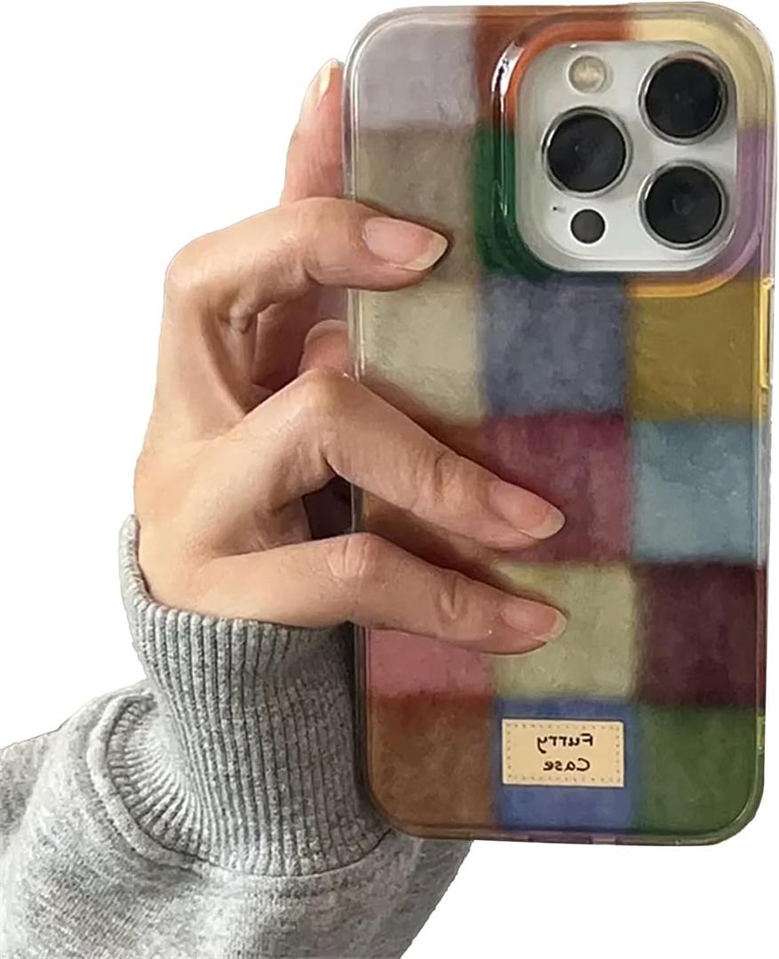 Trendy Aesthetic Cute Case for iPhone 17 Pro Shockproof Design Slim Fit Protective Cover Kawaii Colorful Phone Case Women Girls (Colored squares)