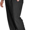 Idtswch Mens Big and Tall Full Elastic Waist Pants Stretch Slacks Casual with Zipper Fly and Pockets (Black, 48Wx34L)