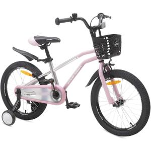 ACEGER Kids Bike for Ages 2-12 Years Old Boys Girls and Toddler, 18" With Training Wheels & Kickstand (Pink)