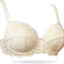 Wingslove Women's Lace Underwire Bra - Full Coverage Unlined Soft Lightweight Bras Floral, 38D