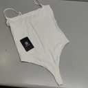 SUUKSESS Women Sexy Square Neck Thong Bodysuit Backless Cami Bodysuit Top (Medium, 01 White)