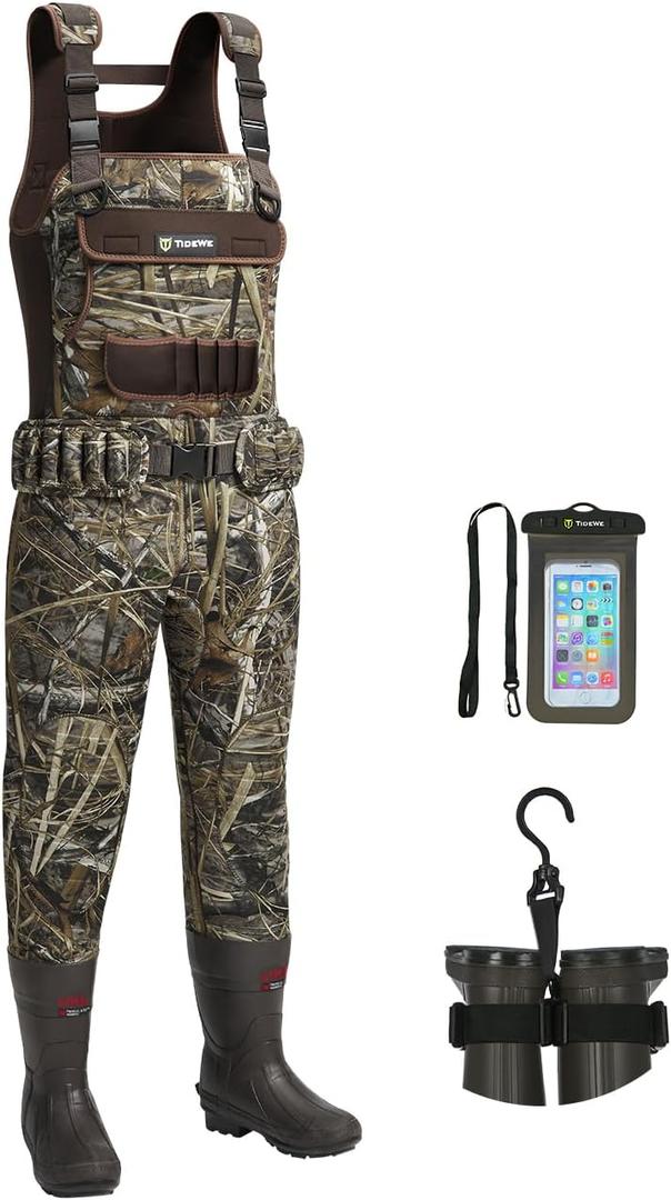 TIDEWE Hunting Waders for Women with 600G Insulated Waterproof Rubber Boots, 3.5mm Neoprene Chest Waders for Fishing and Hunting (Next Camo Evo), Size 10