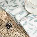 Leeva Farmhouse Leaves Print Semi-Blackout Curtains Valances - Rod Pocket Valance for Kitchen, Laundry, Bedroom & Living Room, 52 x 18 Inch, Blue, One Panel