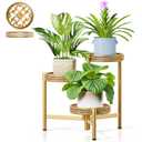 NQW 3 Tier Gold Tall Folding Metal Corner Plant Stand Indoor for Balcony