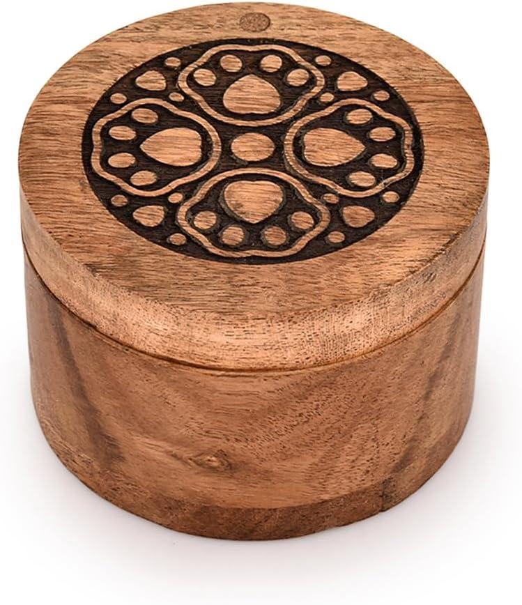 Decorative Urn Acacia Wood Round Wooden Engraved Urns for Cremation Urns for Ashes - Burial Urns - Funeral Urns (3.5" X 3.5" X 2.5")