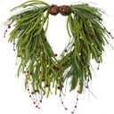 NeoL'artes 22 Inch Green Grapevine Front Door Wreath with Bells and Berries for Christmas Home Decor