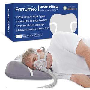 Farrumex CPAP Pillows for Side and Back Sleepers – Adjustable Height Memory Foam CPAP Pillow with Ice Silk Pillowcase, Mask & Tube Accommodation, 5X Support Zones, Pain-Free Sleep for CPAP Users  