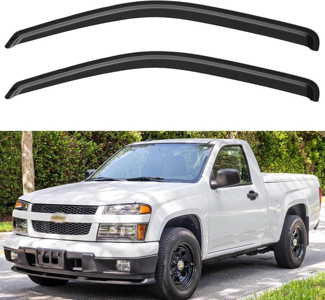 Window Visors Rain Guards for 2004-2012 Chevy Colorado/GMC Canyon Regular Cab, Out-Channel Window Vent Wind Deflectors Visors Shades for 04-12 Colorado/Canyon Standard Cab