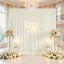 50ftx12ft Wrinkle Free Ivory Backdrop Curtain, 10 Panels 12FT Height Ivory Wedding Backdrop Drapes, Silky Polyester Back Drop Cloth for Birthday Photography Background Party Backdrop Draping