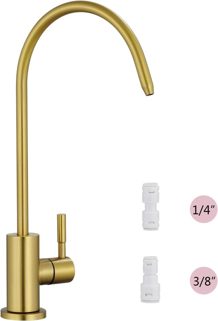 Tohlar Drinking Water Faucet for Kitchen Sink, Gold Filtered Water Faucets Lead-Free Reverse Osmosis Tap Water Filtration System 304 Stainless Steel, Brushed Gold Finish