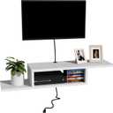 ChooChoo Floating TV Stand Shelf, Wall Mount Entertainment Center Media Console for Living Room, Bedroom, White