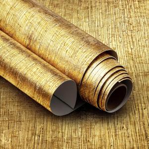 Very Berry Sticker Yellow Gold Peel and Stick Wallpaper (24" x 118", 2 Pack) Contact Paper Peel and Stick, Decorative Gold Wallpaper for Cabinets, Drawers, Furniture & Walls