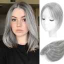 forfeels Human Hair Topper For Women With Thinning Hair Gray Color Clip In Bangs Straight Wiglets Hairpieces For Solve Slightly Loosing And Adding Volume