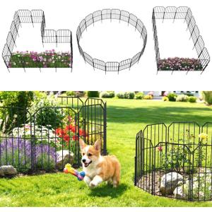 VANCASTLE Decorative Garden Fence, Toatal 10FT(L) x 24IN(H) Outdoor Metal No Dig Fence Animal Barrier, Rustproof No-Tool Assembly Landscape Edging for Yard, Lawn, Patio, Flower Bed-10 Panels Design A