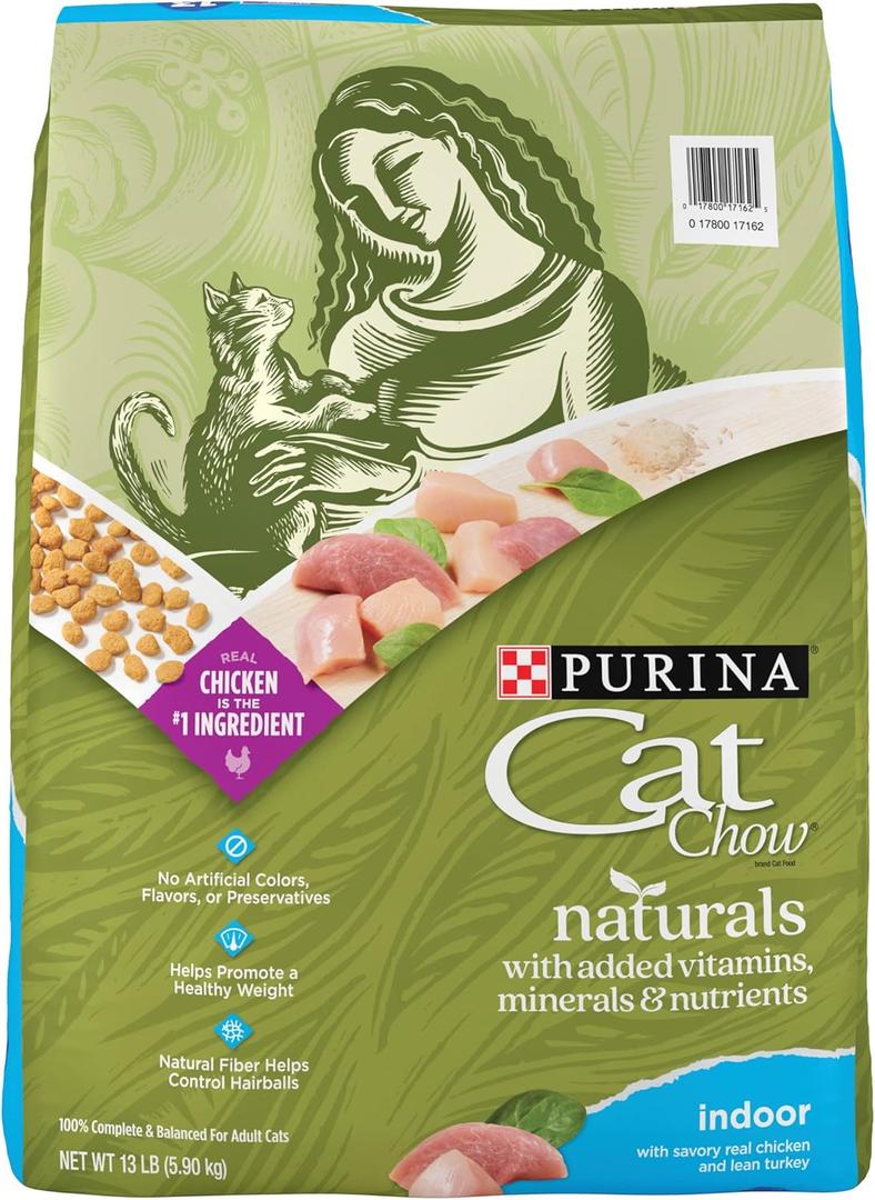 Purina Cat Chow Hairball, Healthy Weight, Indoor, Natural Dry Cat Food, Naturals Indoor - 13 lb. Bag, Best By DEC 2026