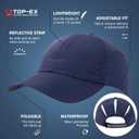 TOP-EX Oversized L XL XXL Women High Ponytail Messy Bun Packable Unstructured UV 50 Baseball Cap Running Hat (Navy)