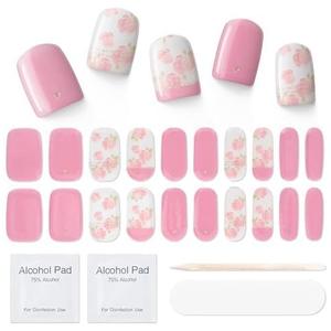Semi Cured Gel Nail Strips|Works with Any UV/LED Lamps|20 Pcs Gel Nail Stickers|Long-Lasting Two Weeks and Easy to Apply & Remove|Rose Language, Pack of 10