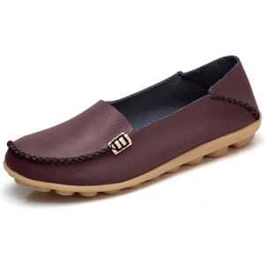 VenusCelia Women's Natural Comfort Walking Flat Loafer (12, Brown)