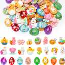 60 Pcs Mini Easter Resin Charms,Tiny Egg Bunny Flatback Charms Figurines 24 Unique Designs for Easter Basket Stuffers Spring Decor DIY Craft Making