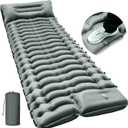 FUN PAC Camping Sleeping Pad, Ultralight Camping Mat with Pillow Built-in Foot Pump Inflatable Sleeping Pads Compact for Camping Backpacking Hiking Traveling - Gray