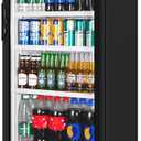 Commercial Beverage Refrigerator, 24.5 Inch 15 Cu. Ft. Drink Fridge, Display Refrigerator with Glass Door, Commercial Display Fridge with 4 Adjustable Shelves, for Shops, Restaurants, Bars (Black)