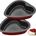 8 Inch Heart Cake Pan Set of 2, Heart Shaped Cake Molds for Baking Wedding Birthday Valentine's Day Cakes
