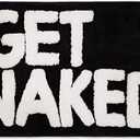 New Mungo Get Naked Bath Mat - Black Cute Bathroom Rugs with White Letters for Apartment Decor - Funny Black - Get Naked Rug for Bathroom - 31" x 20"