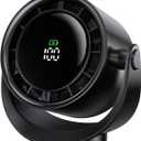 MORECORE Desk Fans for Bedroom, Strong Airflow Turbo Quiet Small USB Fan, Birthday Gift for Women Men, 360 Rotate Battery Operated Portable Fan with LED Display for Home Office Desktop-Black
