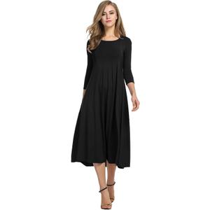 HOTOUCH Women's 3/4 Sleeve A-line and Flare Midi Long Dress, XL