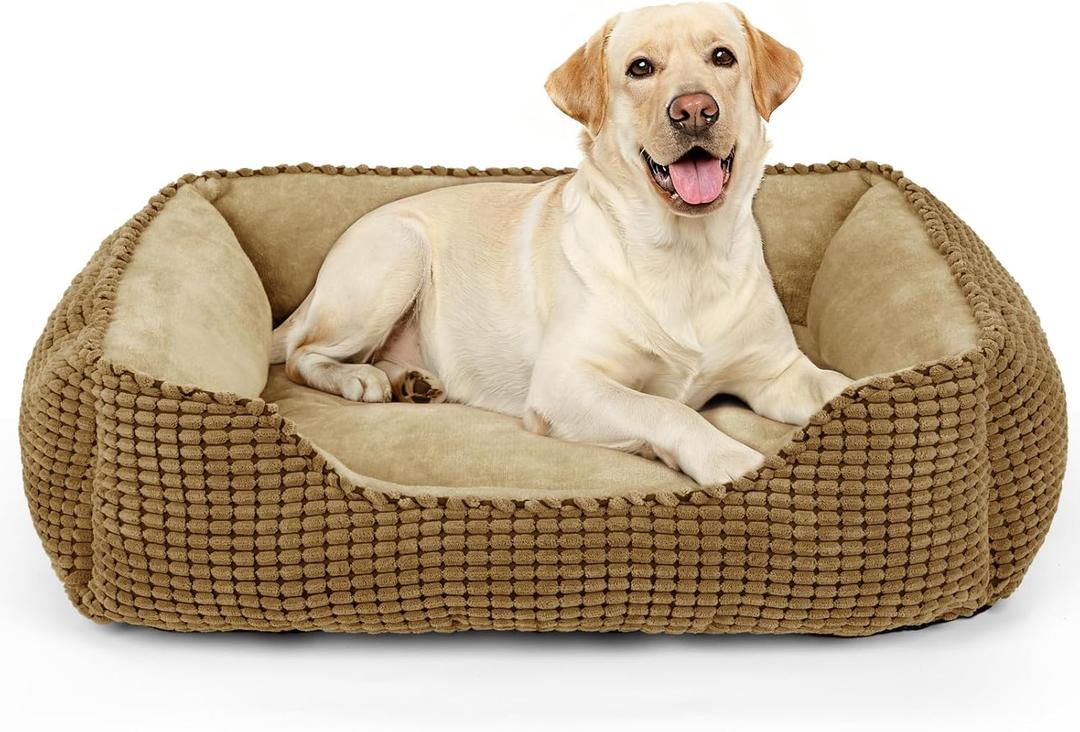 MIXJOY X-Large Dog Bed for Large Dogs - Rectangle, Washable, Orthopedic, Soft Calming Sleeping Puppy Bed - Durable Pet Cuddler with Anti-Slip Bottom - XL (35"x25"x9")
