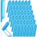Syhood 43 Pcs Foam Sponge Hair Rollers Women 0.59 Inch Soft Sleeping Curlers Flexible Sponge Curler Tool and Rat Tail Comb for Hair Styling Hairdressing Overnight Curl and Volume (Dark Blue)