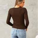 Abardsion Women's Long Sleeve Shirts Spring 2025 Casual Basic Going Out Crop Tops Slim Fit Tight Y2K Clothes (L)