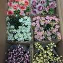 LUEUR 6Pcs Artificial Flowers with Ceramic Pot Fake Flower Arrangements Small Faux Spring Flowers in Vase Spring/Summer Decor, Centerpiece Table Decorations for Easter Home Office Shelf