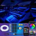 Jushope Car LED Strip Lights, USB Interior Ambient Lighting Kits with Wireless APP and RF Remote Control, 16 Million Colors Music Mode Car Decoration Lights with 315 inches 3.0mm Fiber Optic (6 in 1)