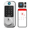 Smart WiFi Door Lock Deadbolt: SMONET Keyless Enrty Front Door Alexa Fingerprint Keypad Deadbolt Biometric Digital Electric Touchcreen Bluetooth APP Gateway Remote Control for House, Satin Nickel