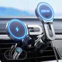 LISEN for Qi2.2 25W MagSafe Car Mount Charger, [Stable & Fast Charging] Magnetic Wireless Car Charger, Car Phone Holder Charger Fits iPhone 17 Pro Max Plus Air 16/15/14/13/12 Series,Pixel 10 Pro XL (Compact/Small, Black)