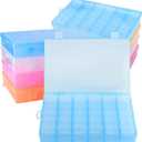 ZOENHOU 8 Pack 36 Grids Plastic Bead Organizer Container with Adjustable Dividers, 4 Colors Plastic Jewelry Organizer Storage Box for Bead Earring Fishing Hook Art Crafts