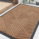 Smiry Front Door Mat Outside Entrance, Heavy Duty Sturdy Natural Rubber Doormat, Trap Dirt and Moisture, Easy Clean Low Profile Mats for Indoor Outdoor Entry, Irregular Triangle (29.5x17, Coffee)
