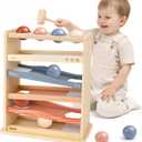 Vanplay Ball Drop Toys for One Year Old Boy Girls Birthday Gifts, Montessori Toys for 1 2 Year Old, Wooden Hammer Rolling Ball Toys for Toddlers 1-3, Cause and Effect Toys for Baby 12M+ First Gifts