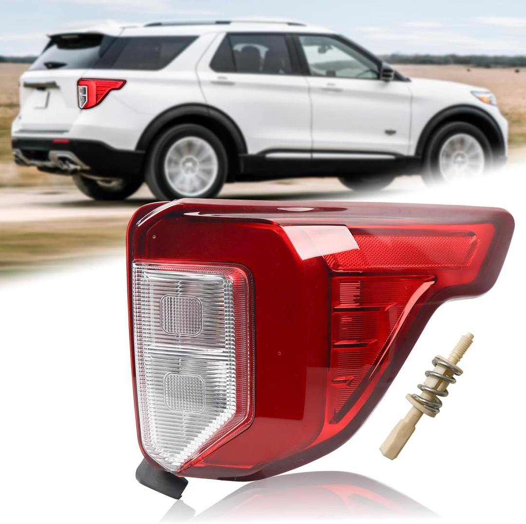 USA Type Tail Light W/Plastic Screw Stud With Thread Rear Lamp Assembly Compatible for 2020-2023 Ford Explorer XLT/Limited/Platinum/King Ranch Right Passenger Side LB5Z13404F FO2801275