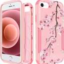 for iPhone SE Case 2020/2022/3rd Generation, for iPhone 8/7 Case, Heavy Duty Protective Blossom Cute Phone Cover for Women Men Girls Boys Hard Cases for iPhone 7/8/SE