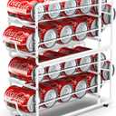 Soda Can Organizer Storage Rack, 2 Pack Stackable Beverage Soda Can Dispenser Organizer Holder for Refrigerator, Cabinet, Pantry (White)