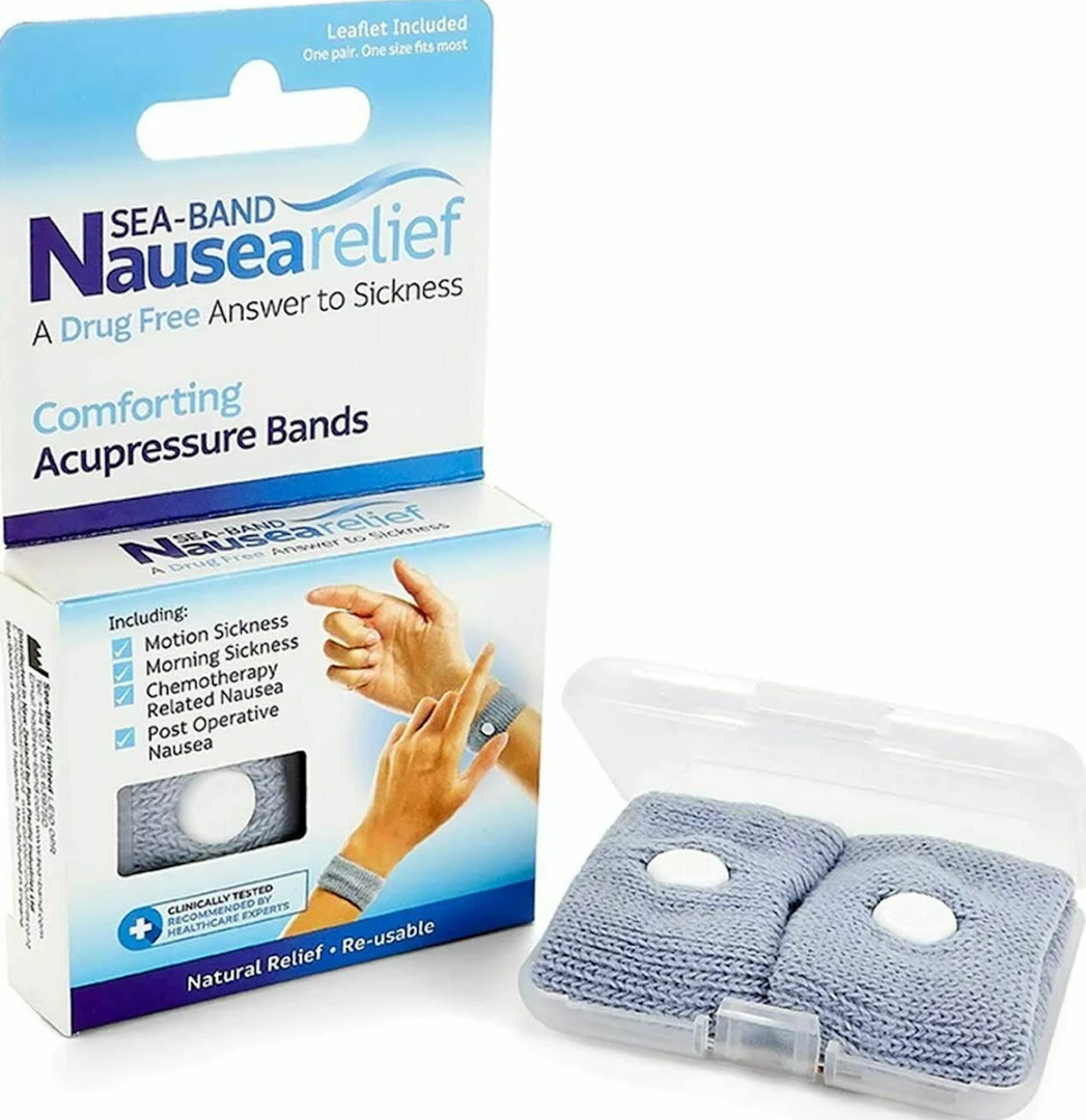 Sea-Band Anti-Nausea Travel Sickness Acupressure Wristbands, 1 Pair, Blue