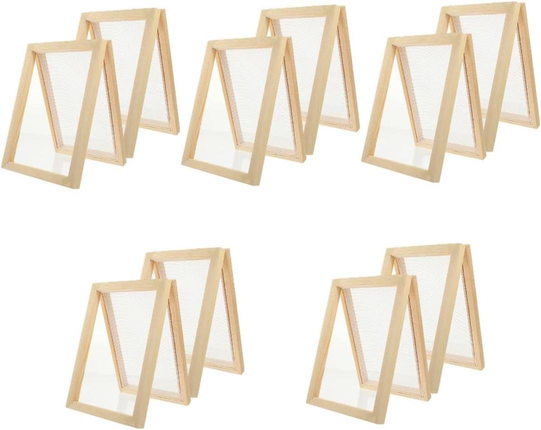 Abaodam 10 Pcs Paper Making Screen Kit 7.08X4.92In Wooden DIY Frame for Kids Crafts Environmental Learning Handmade Paper Frame Set