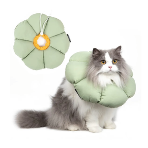 Cat Cone Collar,Cute Waterproof Cat Recovery Collar,Anti-Bite Lick Wound Healing Safety Elizabethan e Collar for Cats,Green Flower All-Season Style