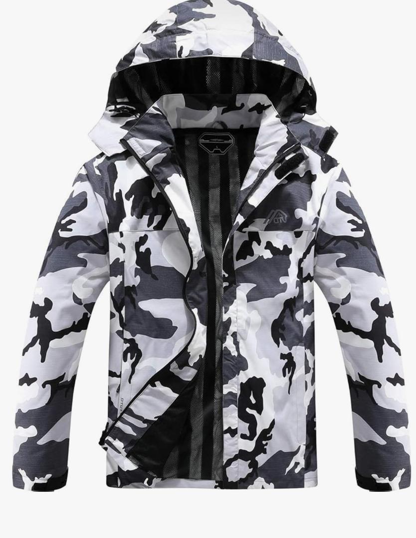 U Men's Lightweight Waterproof Hooded Rain Jacket Outdoor Raincoat Shell Jacket for Hiking Travel size, XL